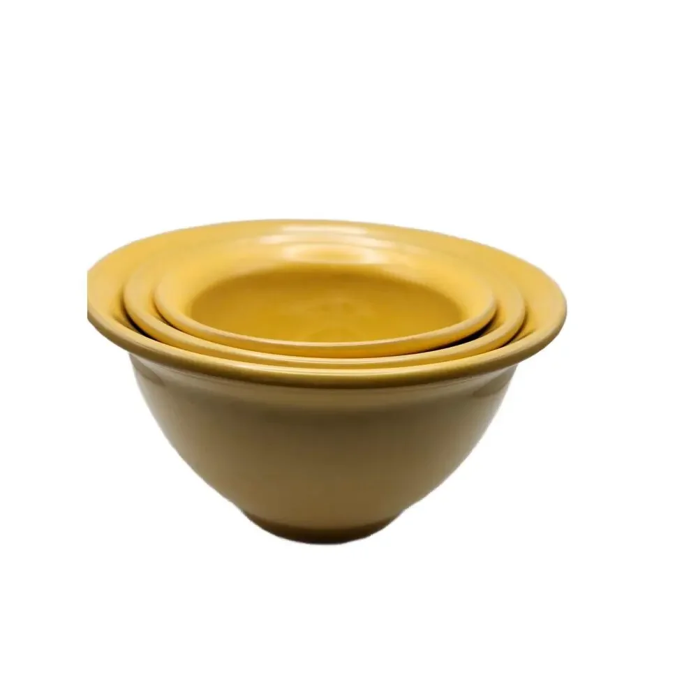 Vintage Yellow Gold Pottery Nesting Bowls, Set of 3, Made in Portugal